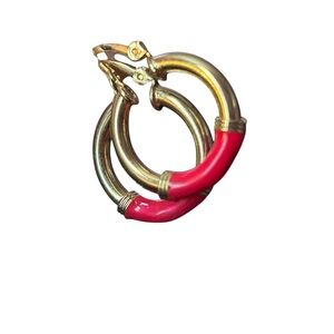 18 carat Italian gold filled Red Hoop Earrings‎